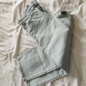 Wide leg, high rise, capri jeans